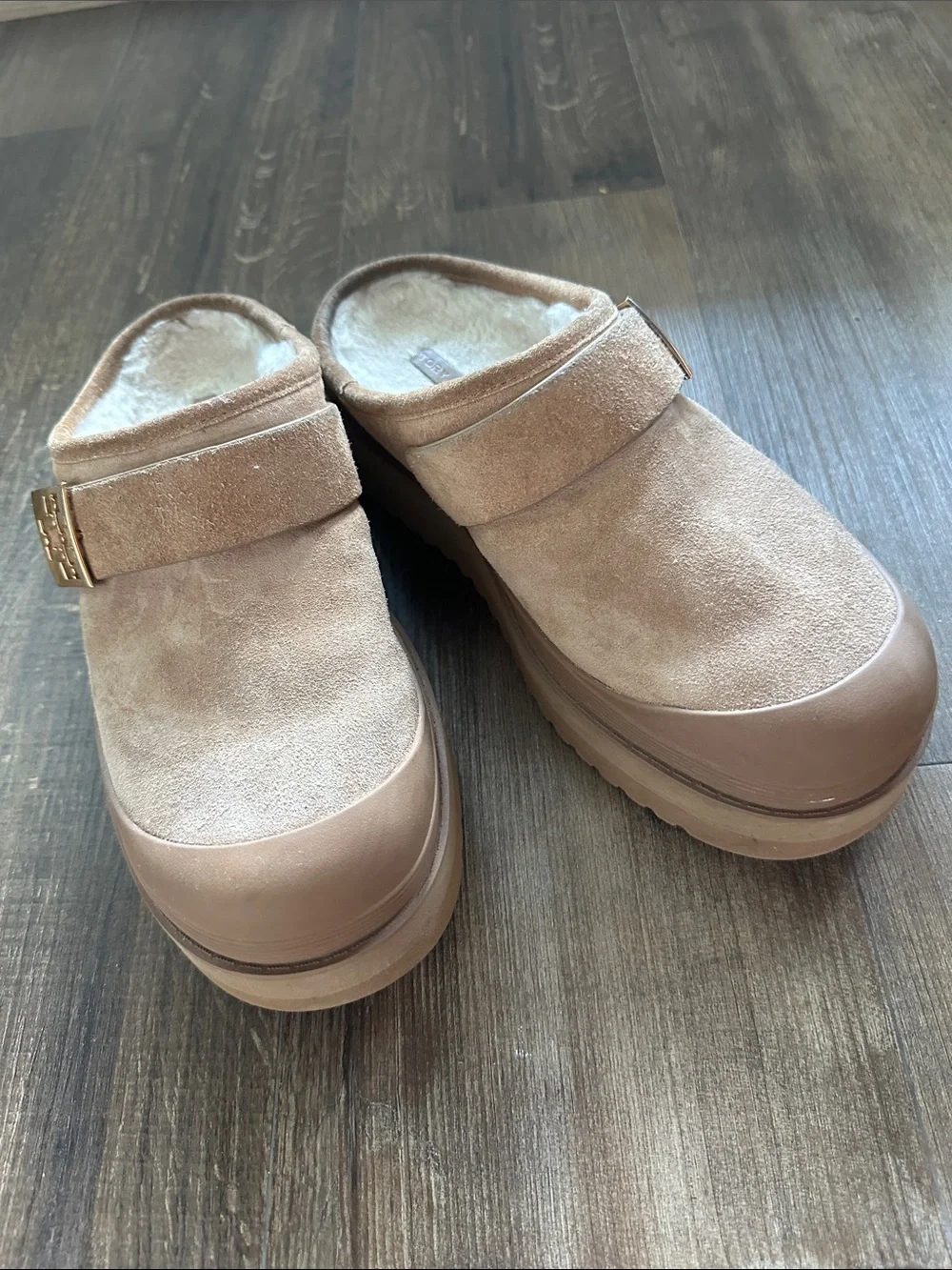 Tory Burch Mellow Shearling-Trimmed Suede Mules